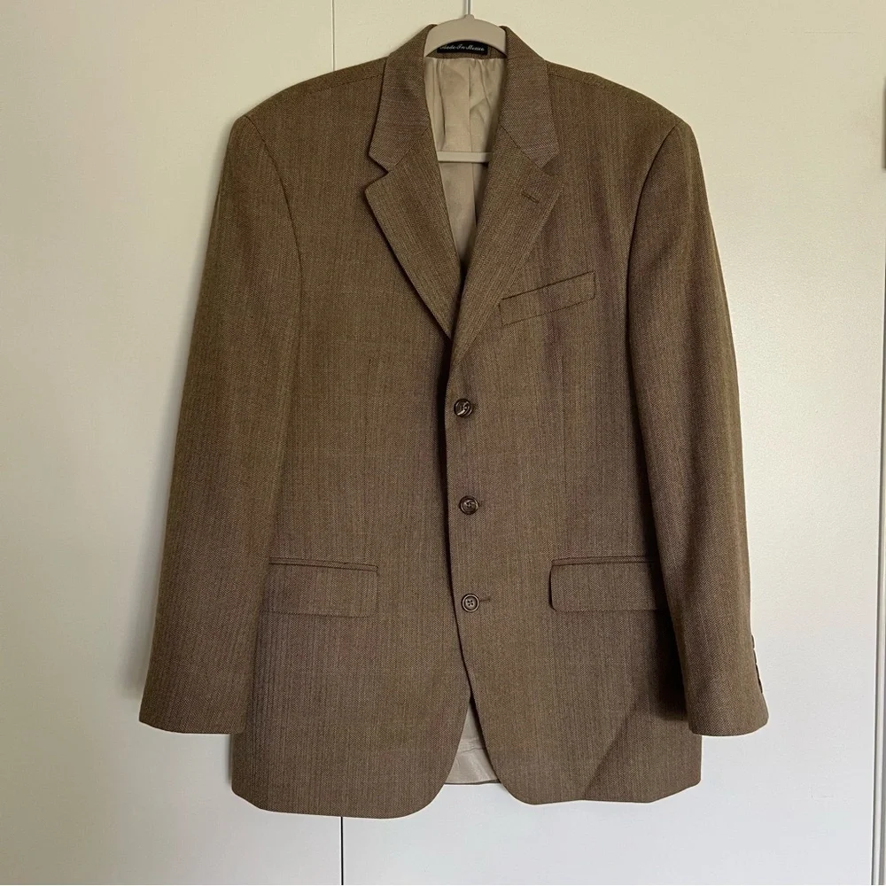 Lauren Ralph Lauren Mens Brown Herringbone Wool Sports Coat Blazer 40R